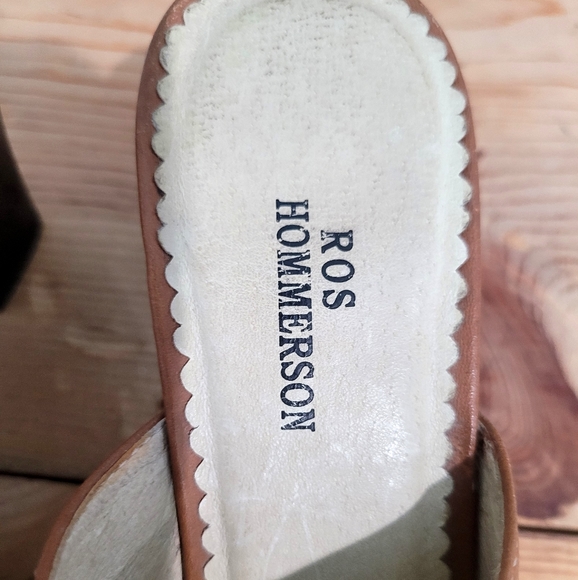 Ros Hommerson Brown Leather Mules White Stitching Women's Slip On Shoes Size 6 - Picture 10 of 11